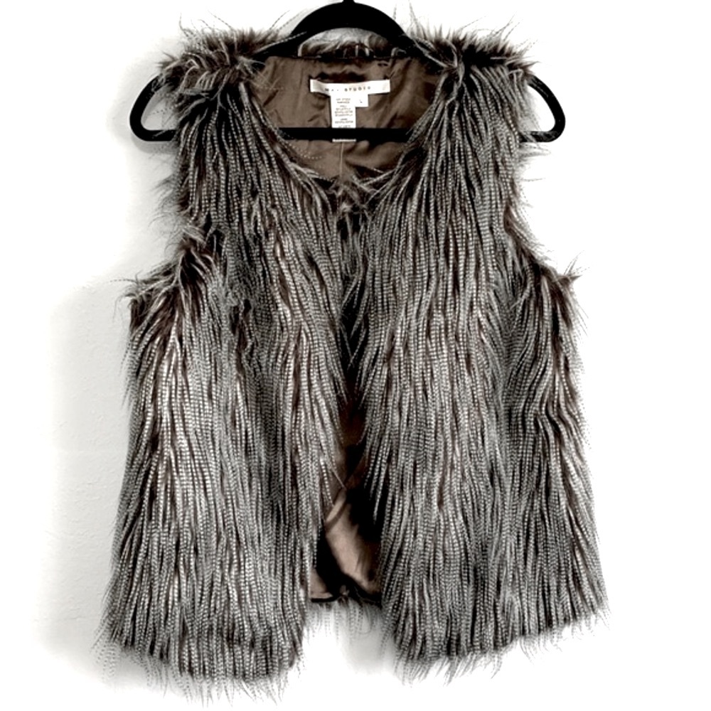 Max Studio Brown Faux Fur Vest